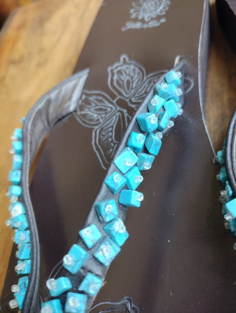 Yellow Box Dawn Turquoise Stones Sandals Size 9 - Picture 4 of 9